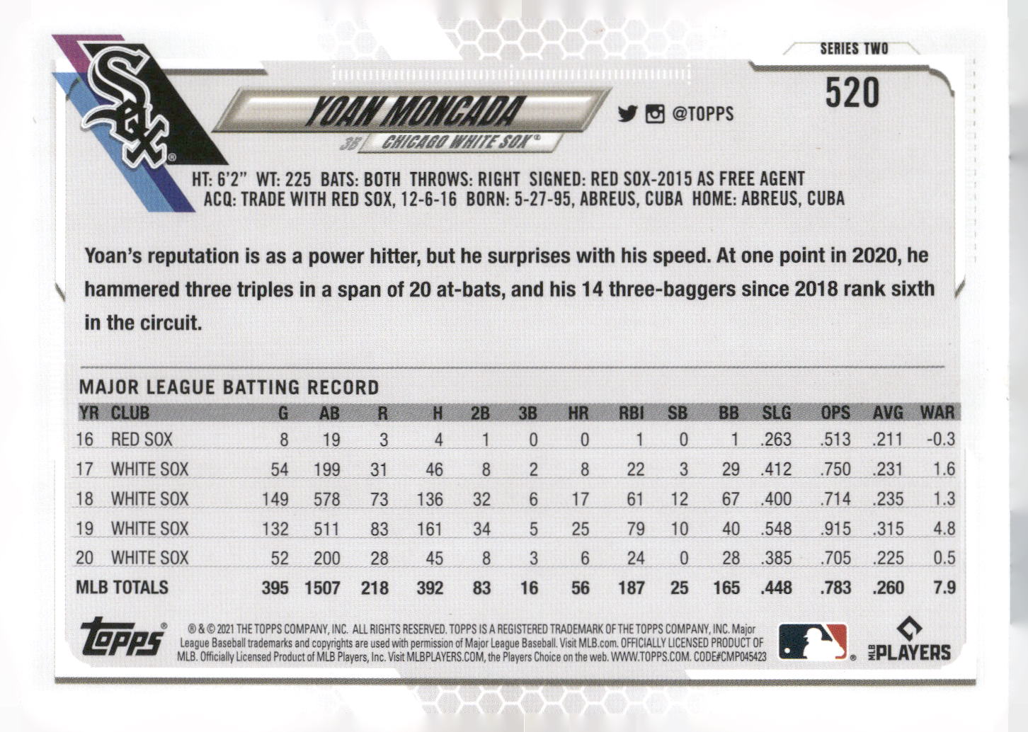 2021 Topps #520 Yoan Moncada