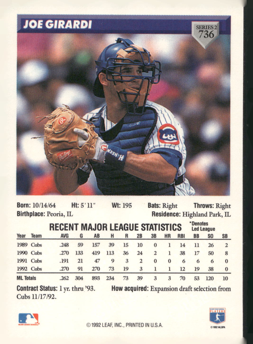 1993 Donruss #736 Joe Girardi
