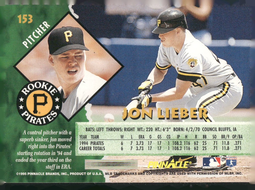 1995 Pinnacle #153 Jon Lieber
