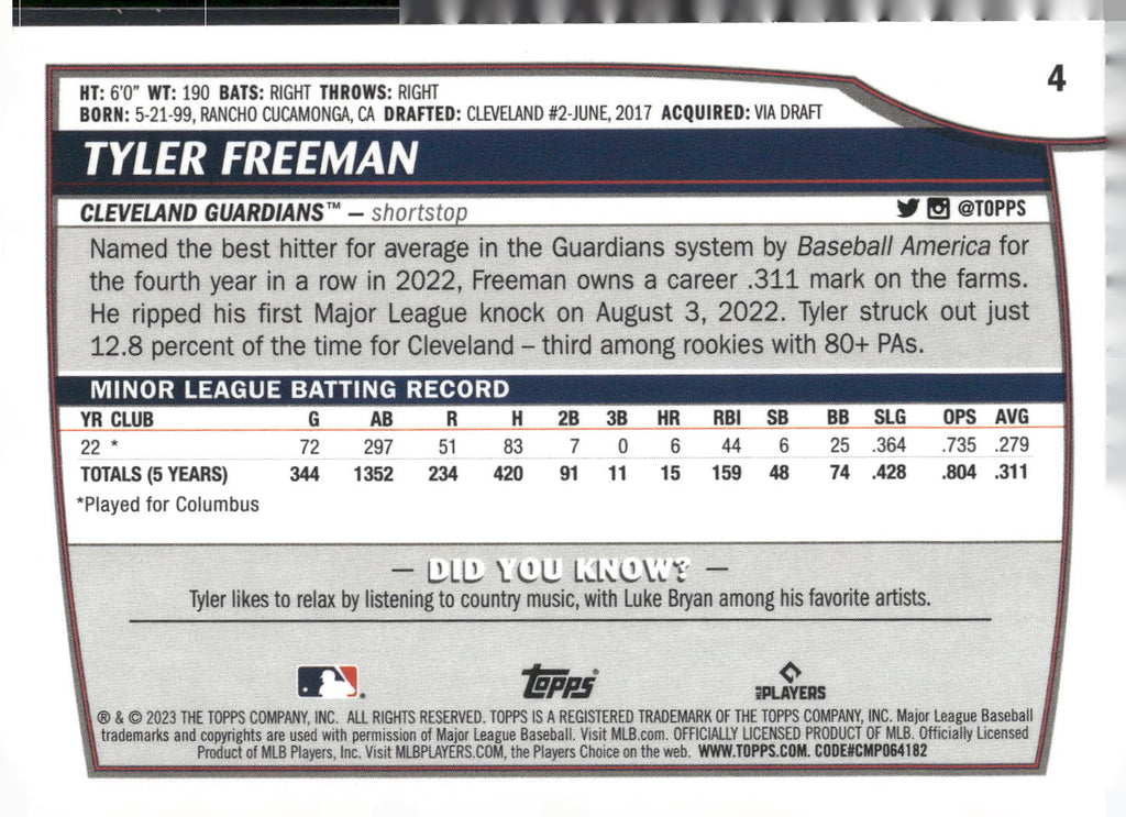 2023 Topps Big League #4 Tyler Freeman