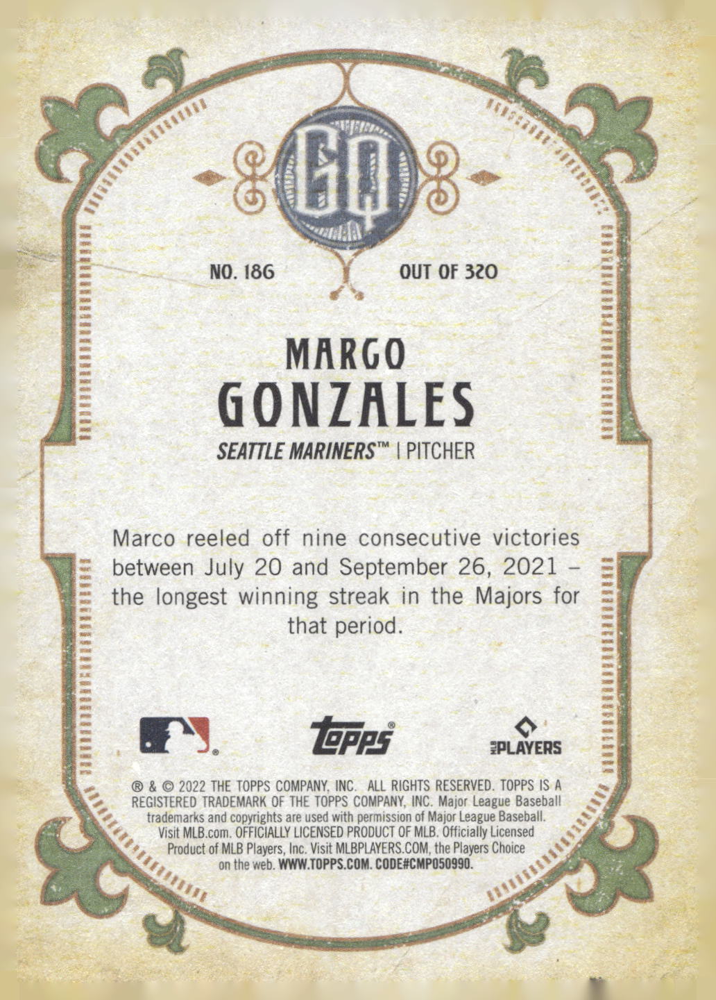 2022 Topps Gypsy Queen #186 Marco Gonzales