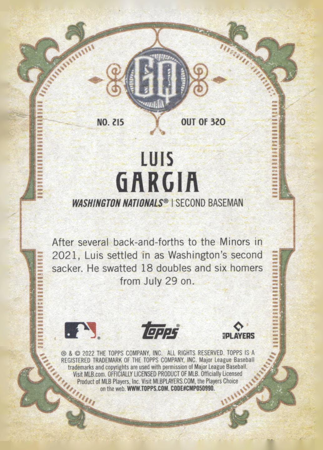 2022 Topps Gypsy Queen #215 Luis Garcia