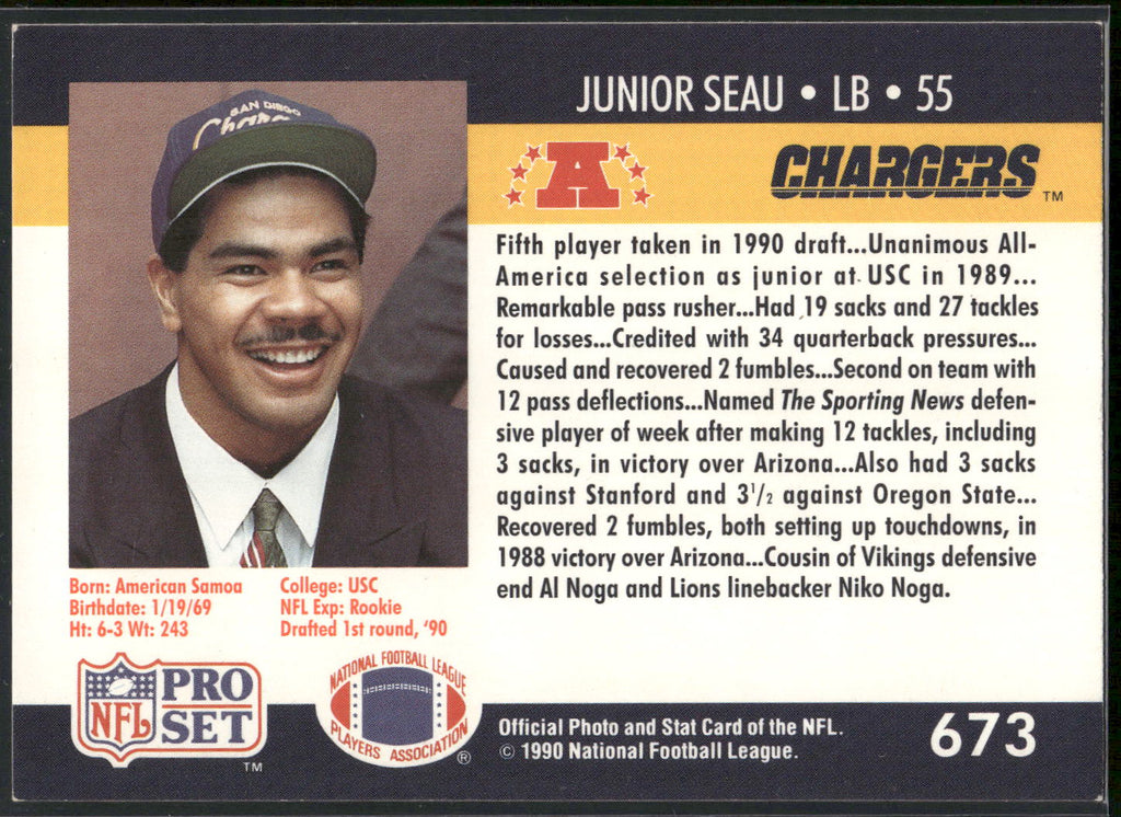 1990 Pro Set #673 Junior Seau