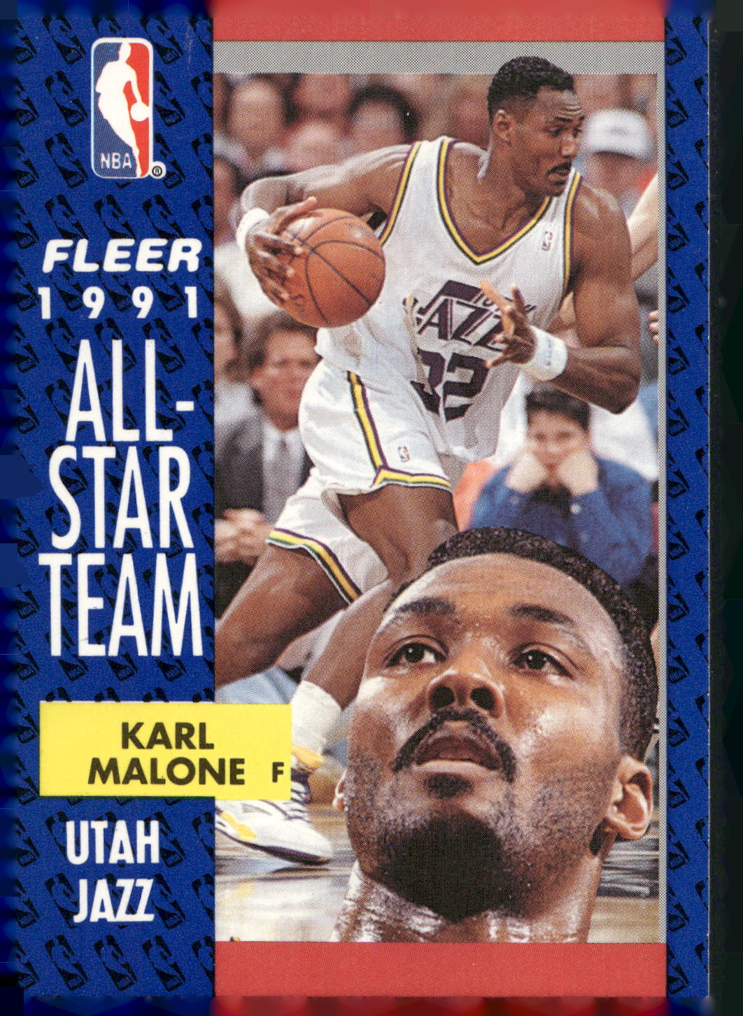 1991-92 Fleer #219a Karl Malone Yellow back