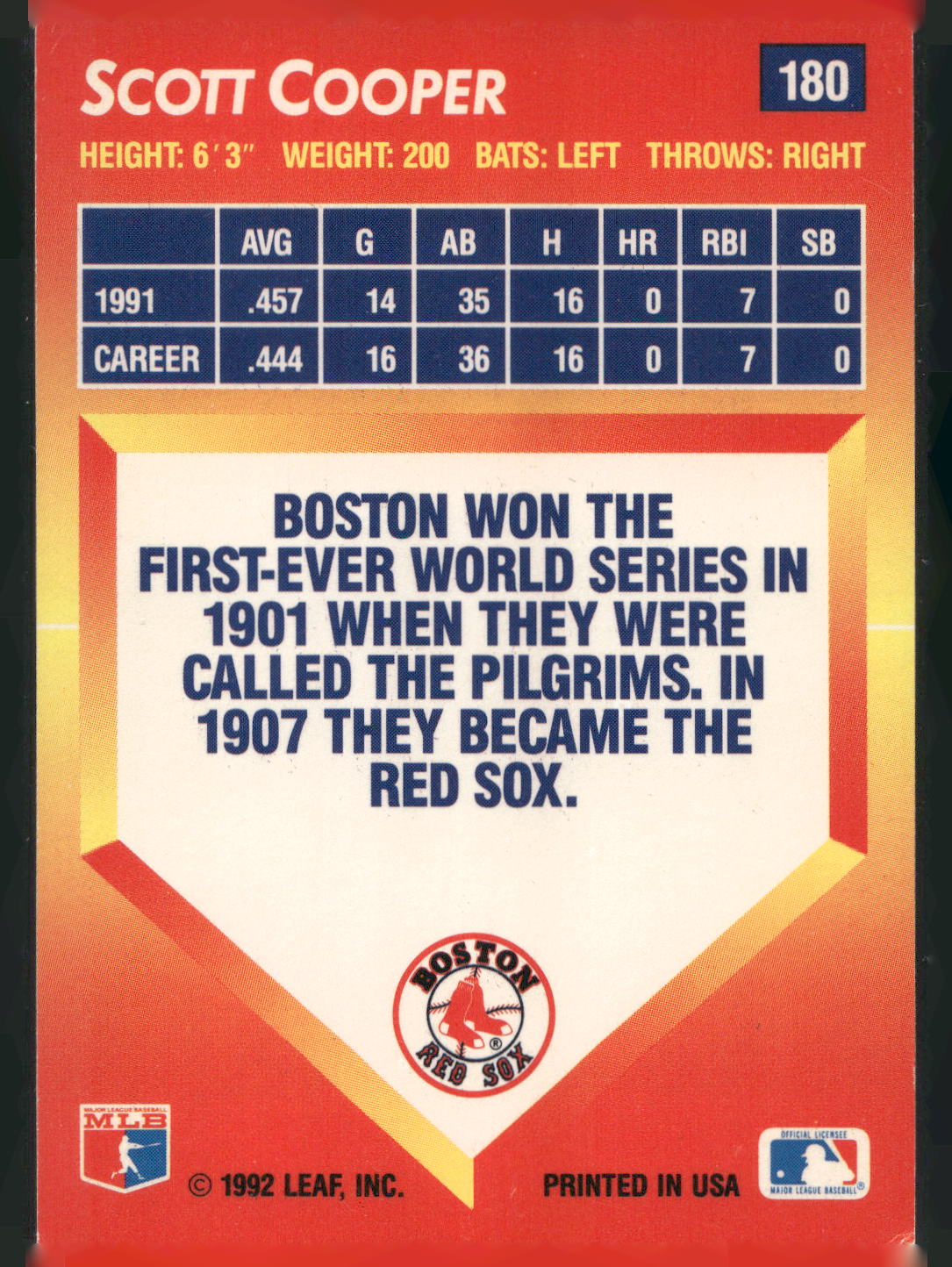 1992 Triple Play #180 Scott Cooper