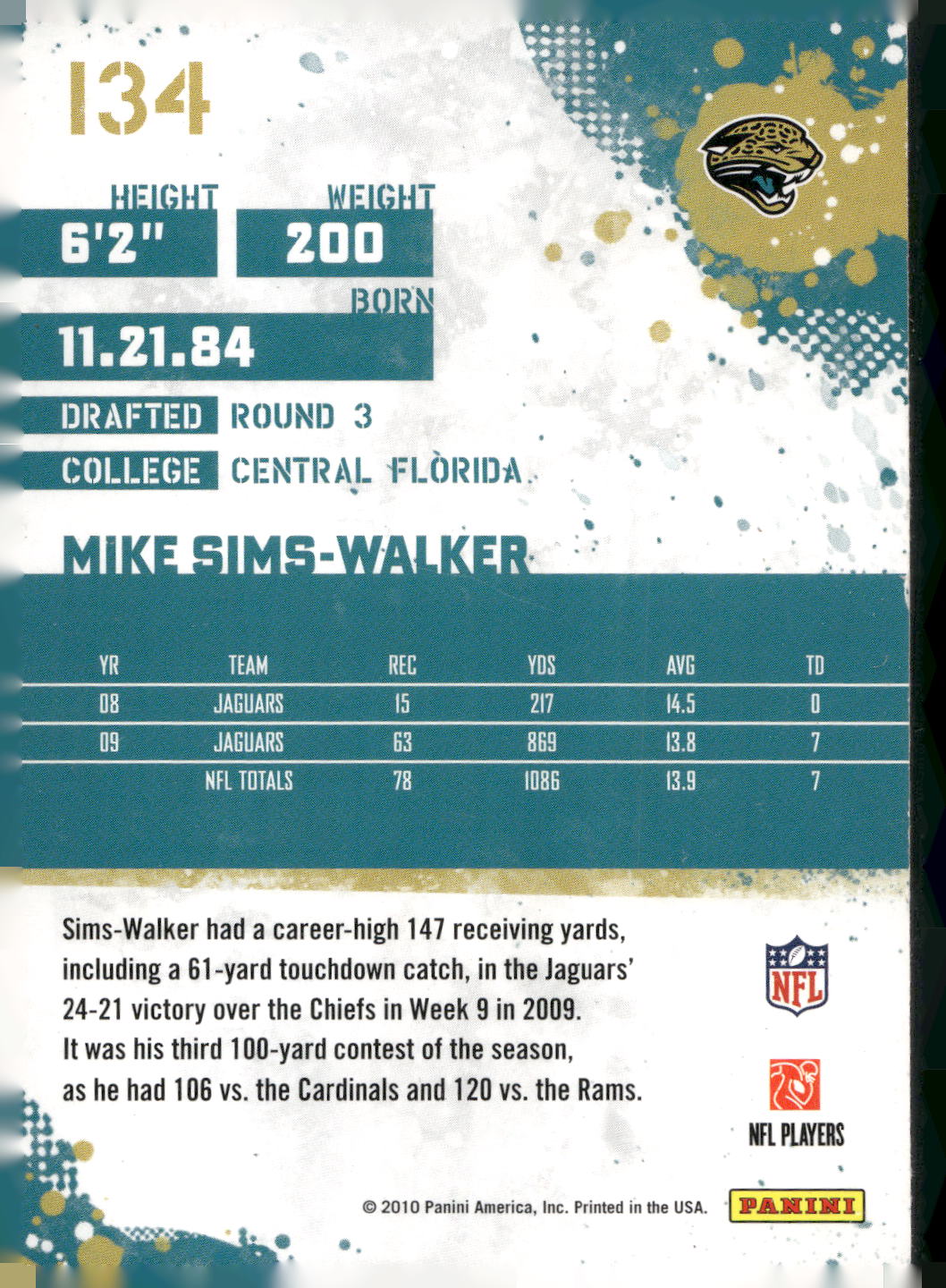2010 Score #134 Mike Sims-Walker