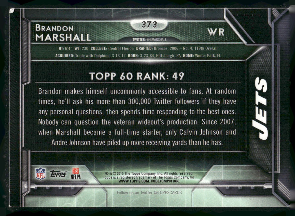 2015 Topps #373 Brandon Marshall