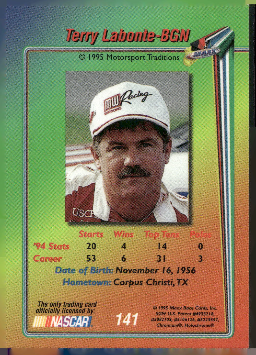 1995 Maxx Premier Plus #141 Terry Labonte
