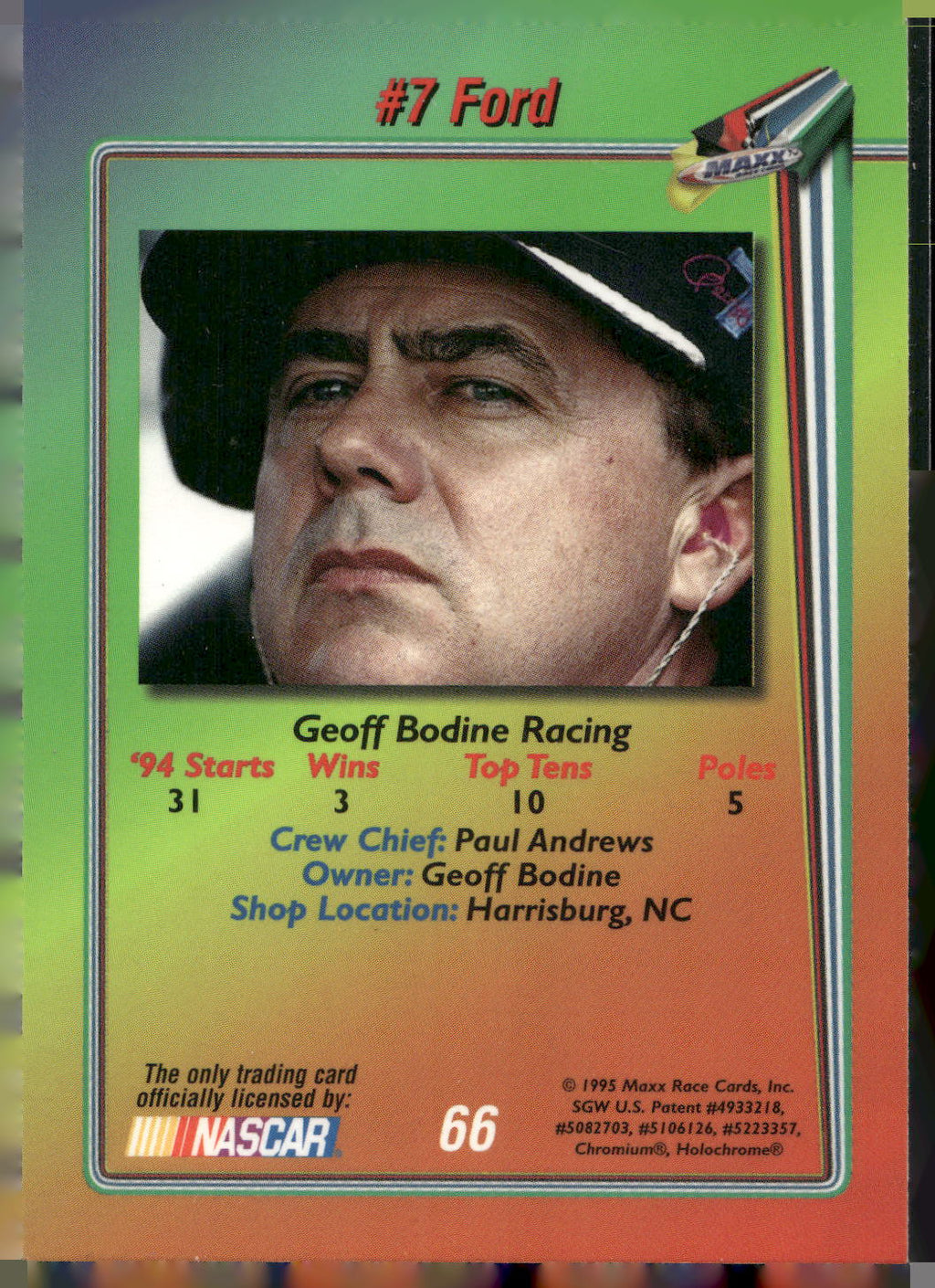 1995 Maxx Premier Plus #66 #7 Ford