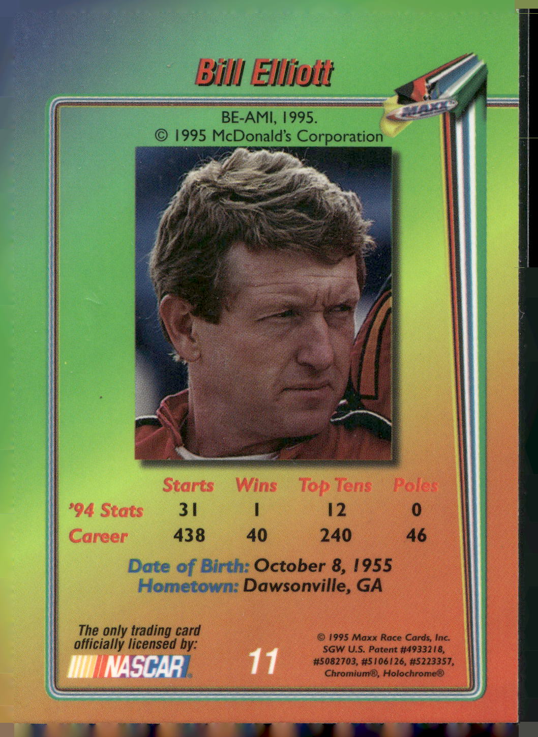 1995 Maxx Premier Plus #11 Bill Elliott