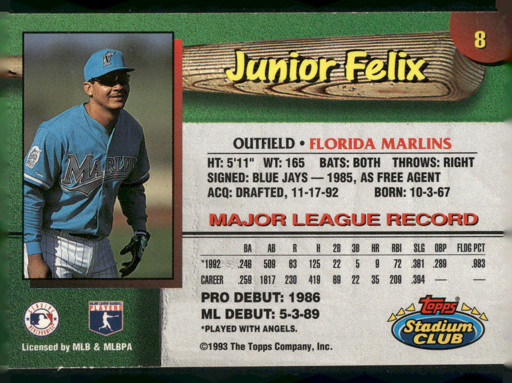 1993 Stadium Club Florida Marlins #8 Junior Felix