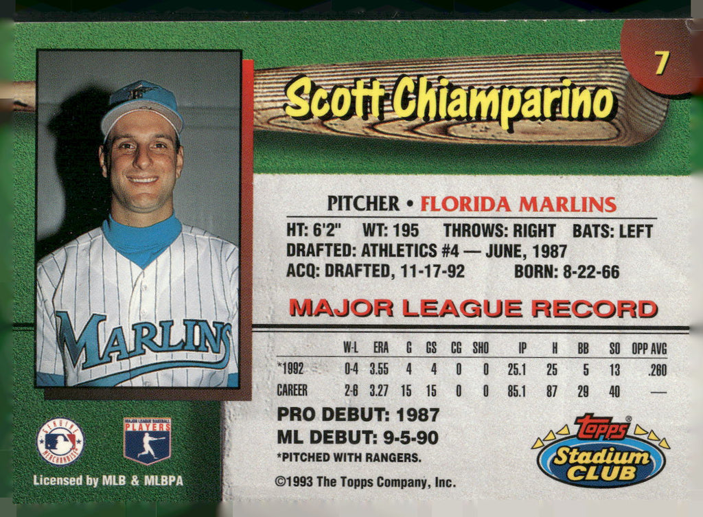 1993 Stadium Club Florida Marlins #7 Scott Chiamparino
