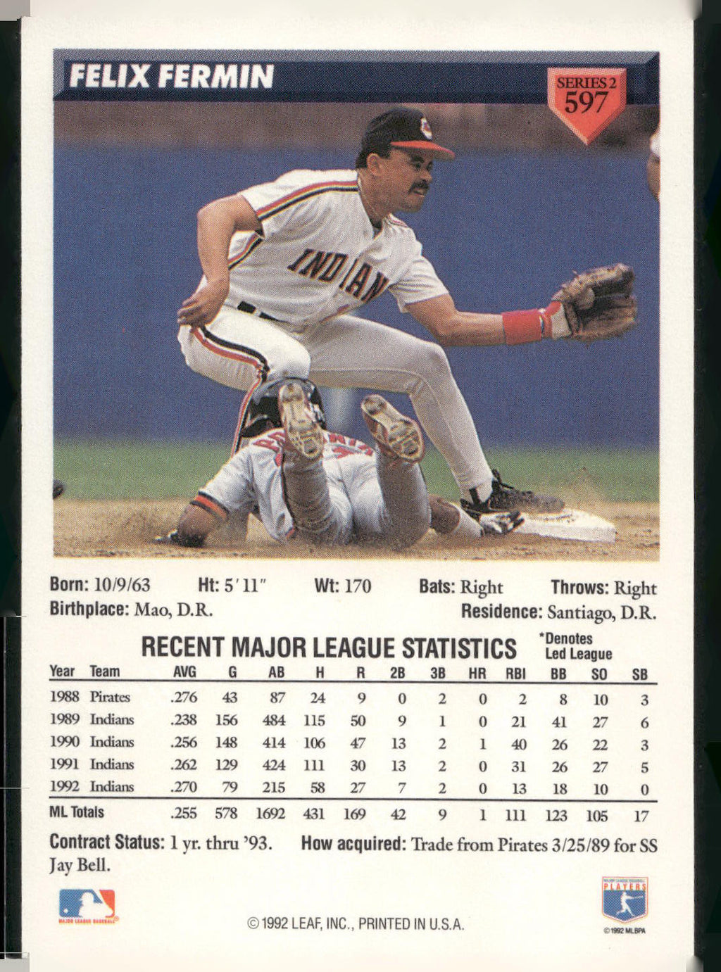 1993 Donruss #597 Felix Fermin