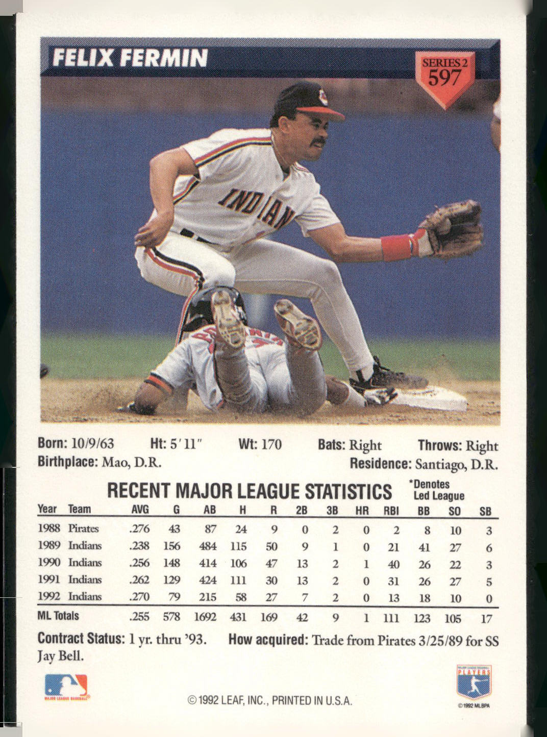 1993 Donruss #597 Felix Fermin