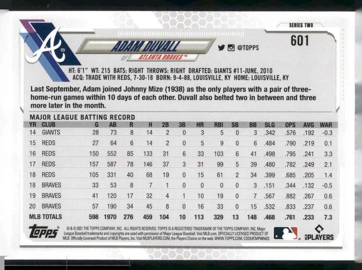 2021 Topps #601 Adam Duvall