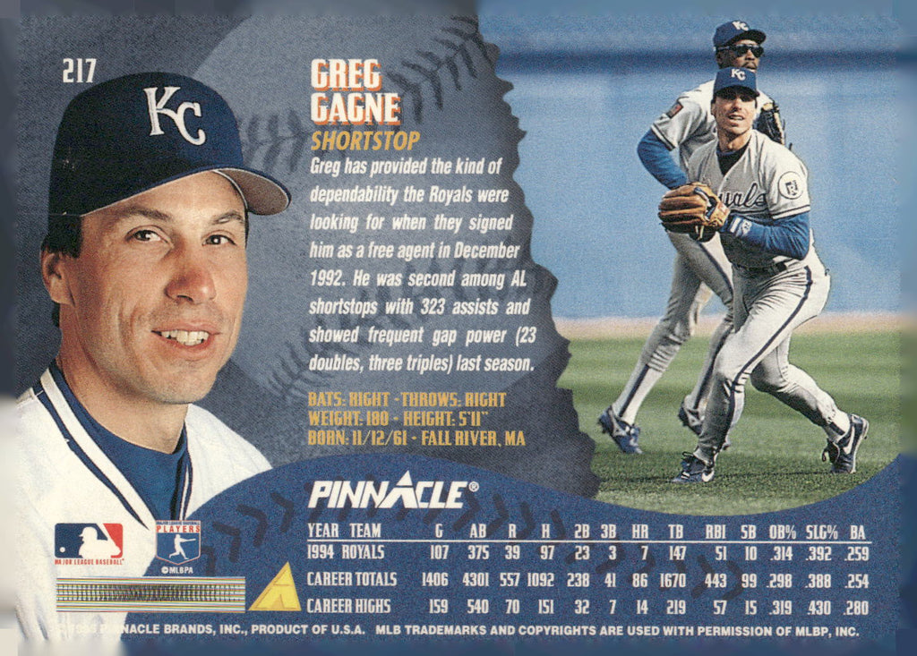1995 Pinnacle #217 Greg Gagne