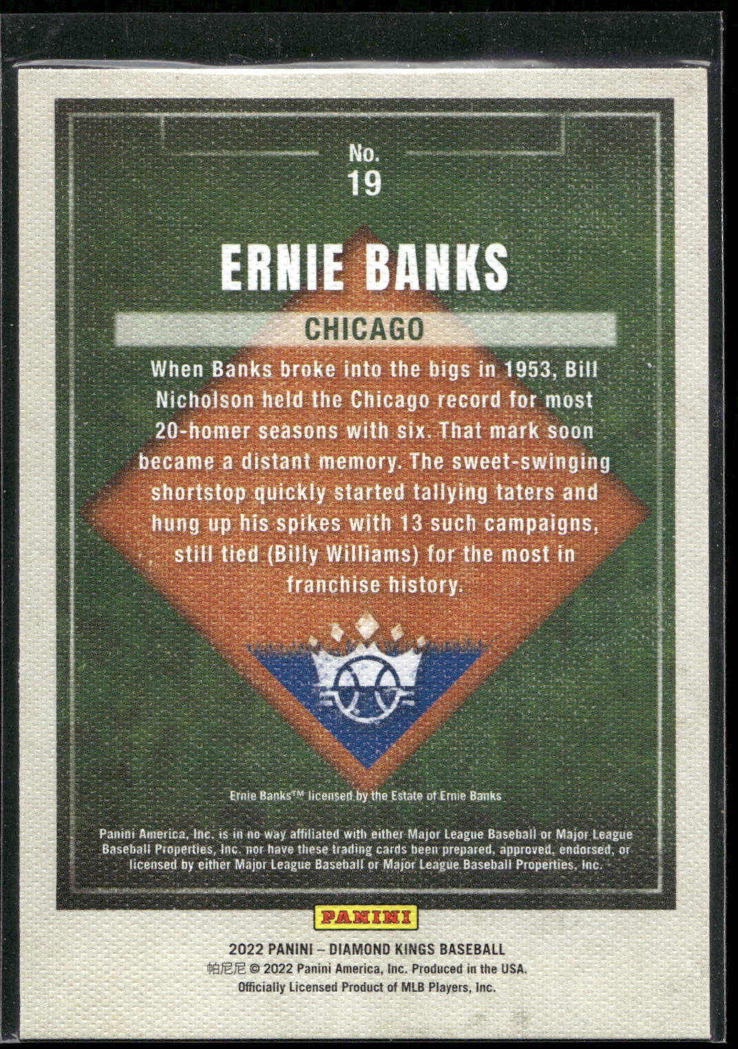 2022 Panini Diamond Kings #19 Ernie Banks