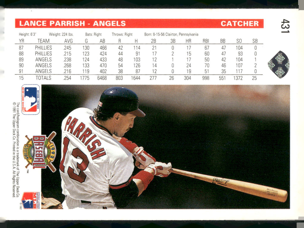 1992 Upper Deck #431 Lance Parrish