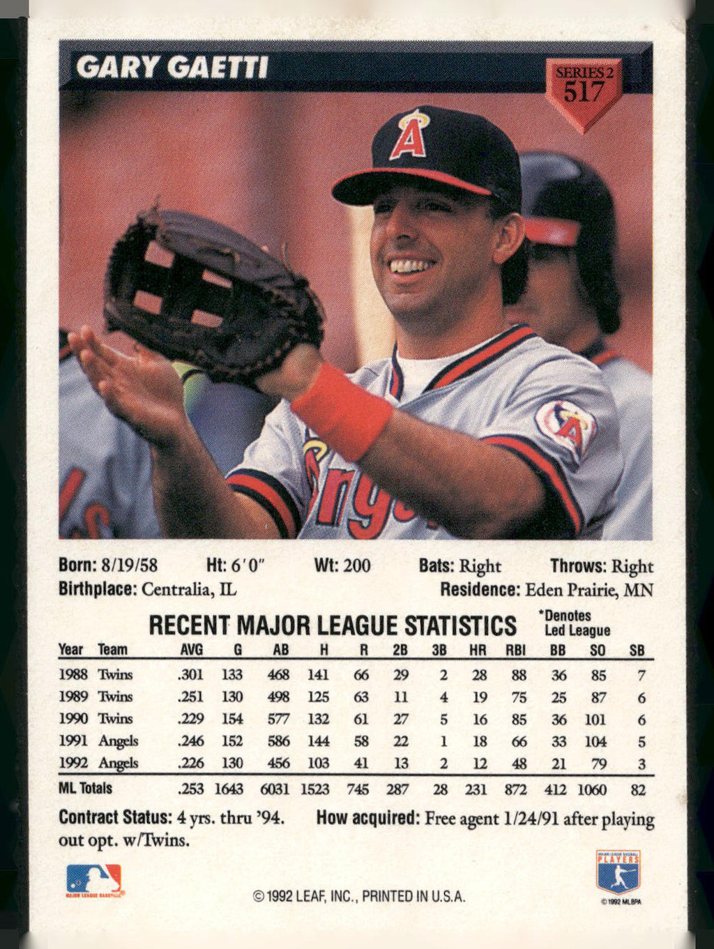 1993 Donruss #517 Gary Gaetti