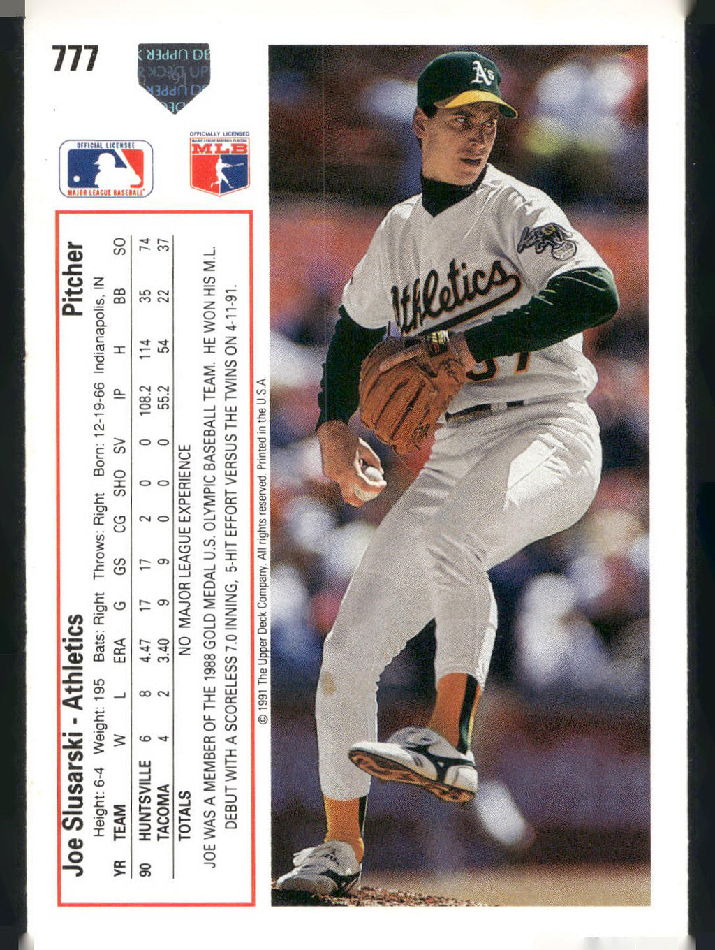 1991 Upper Deck #777 Joe Slusarski