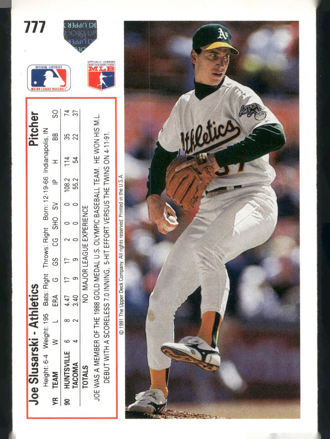 1991 Upper Deck #777 Joe Slusarski