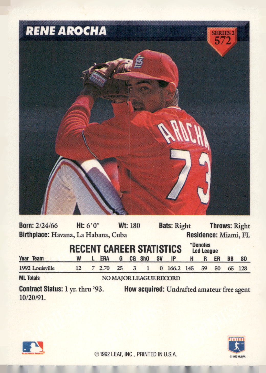 1993 Donruss #572 Rene Arocha