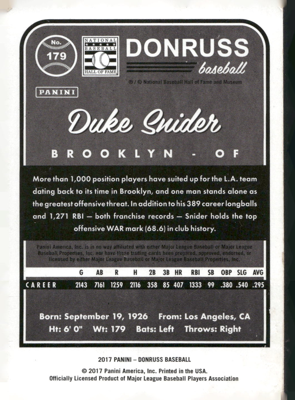 2017 Donruss #179 Duke Snider
