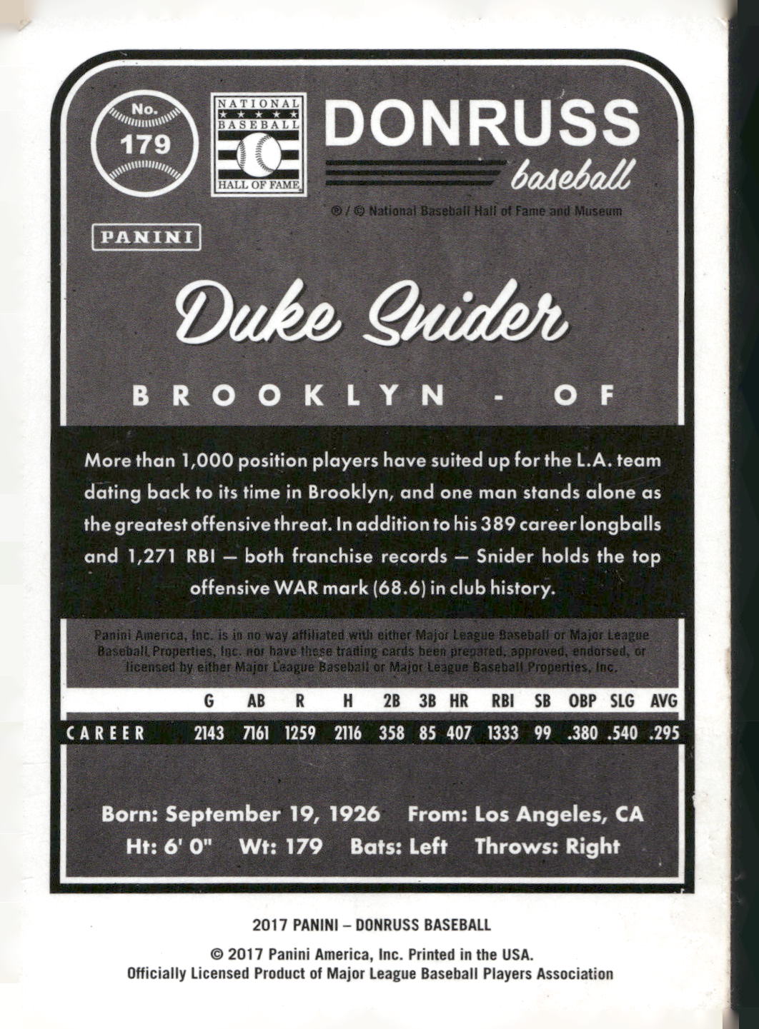 2017 Donruss #179 Duke Snider