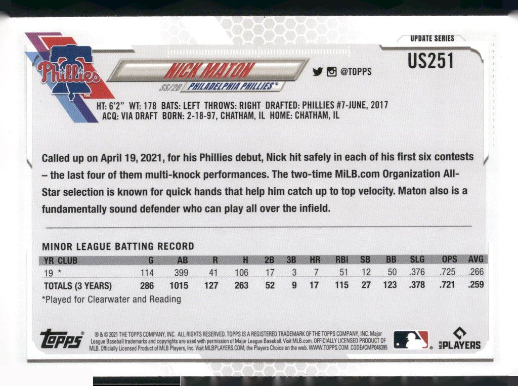 2021 Topps Update #US251 Nick Maton