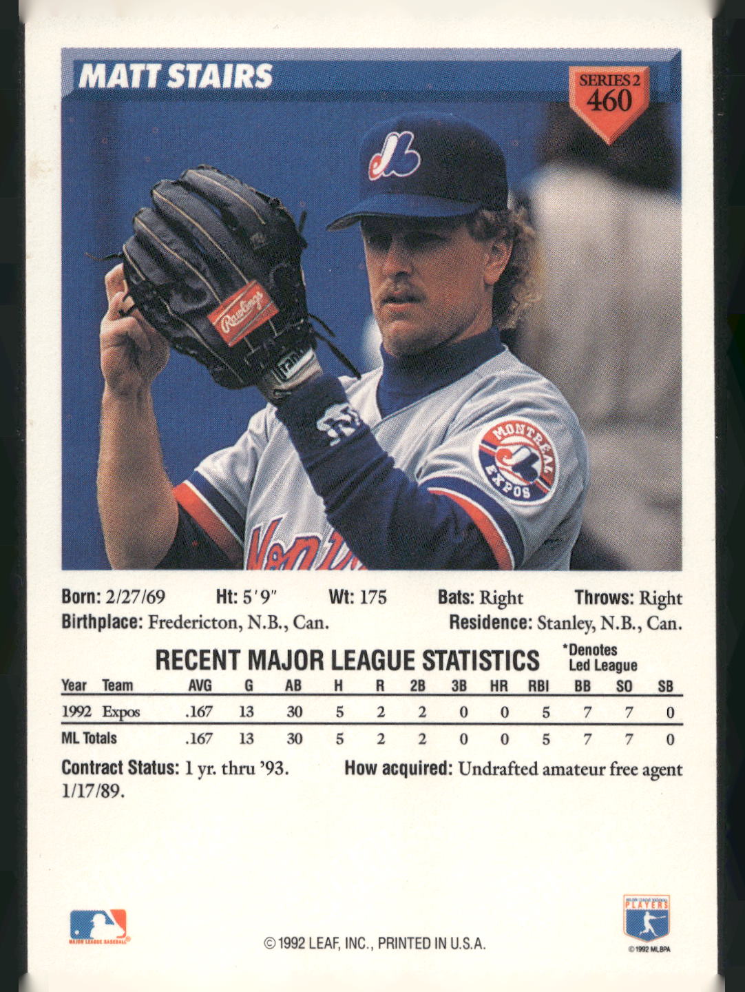 1993 Donruss #460 Matt Stairs