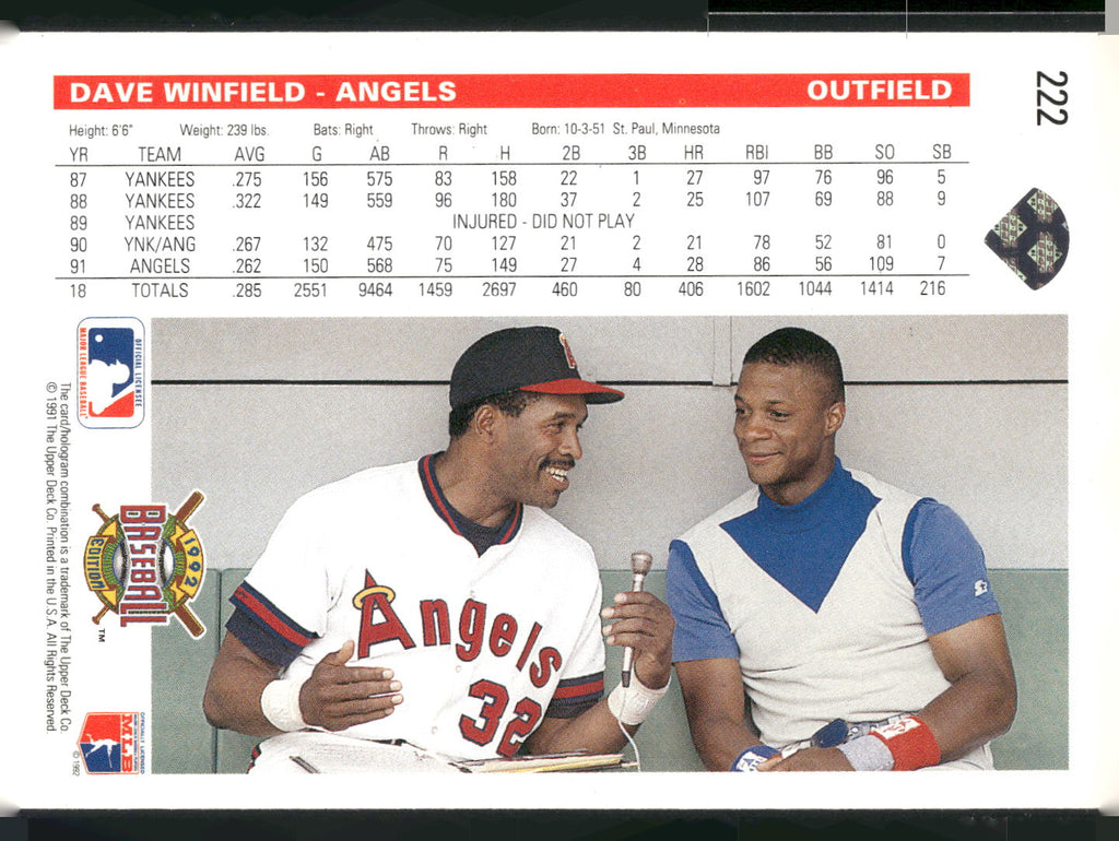 1992 Upper Deck #222 Dave Winfield