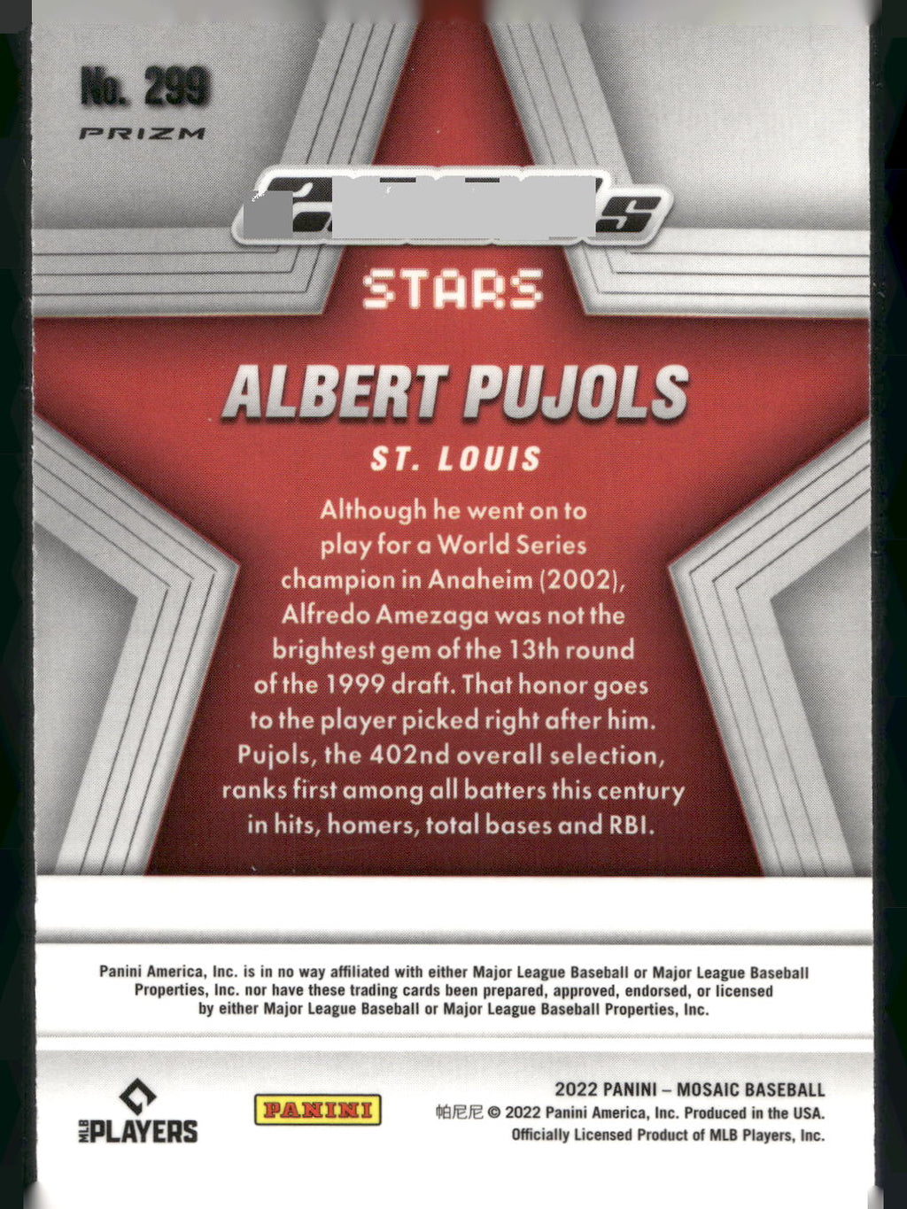 2022 Panini Mosaic #299 Albert Pujols Green Mosaic