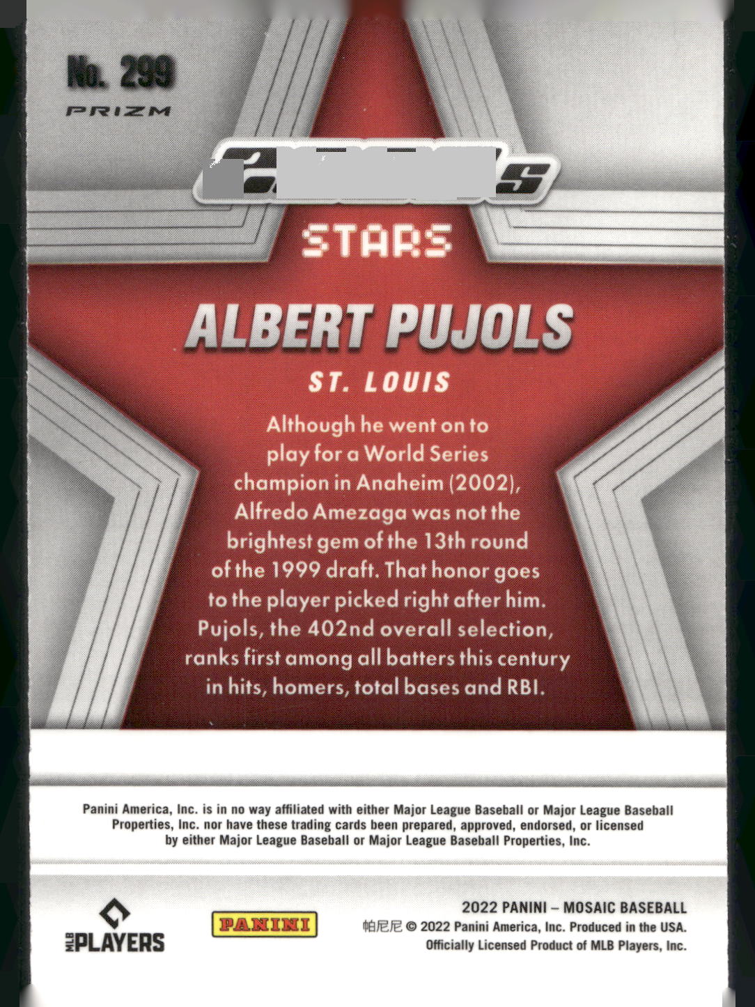 2022 Panini Mosaic #299 Albert Pujols Green Mosaic