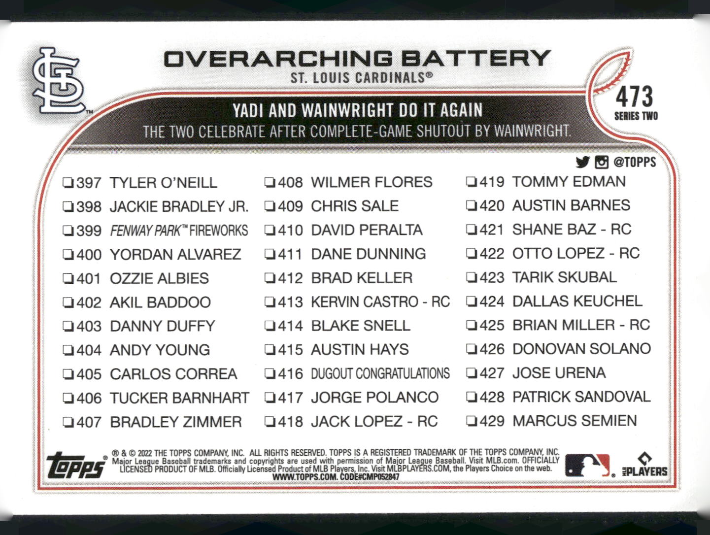 2022 Topps #473 Overarching Battery