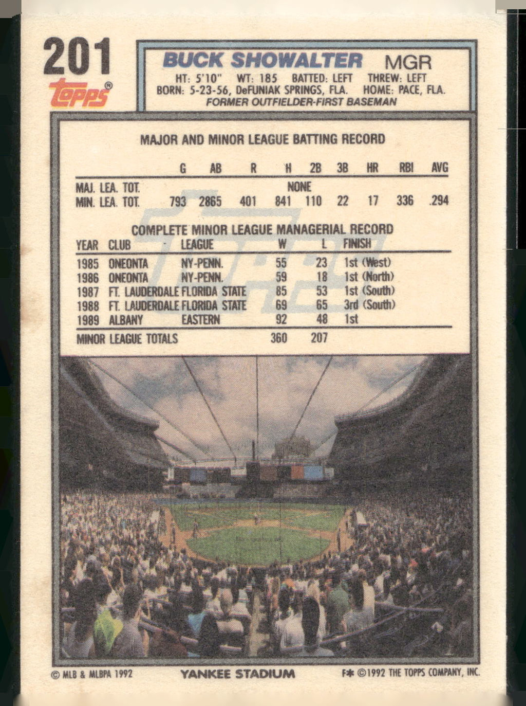 1992 Topps #201 Buck Showalter