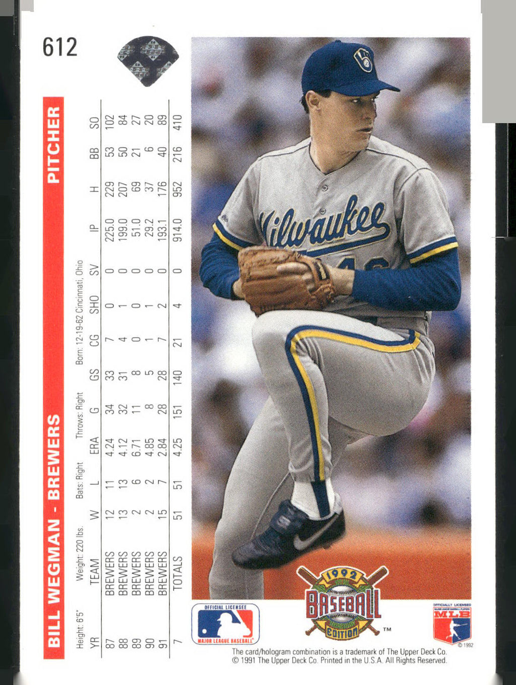 1992 Upper Deck #612 Bill Wegman