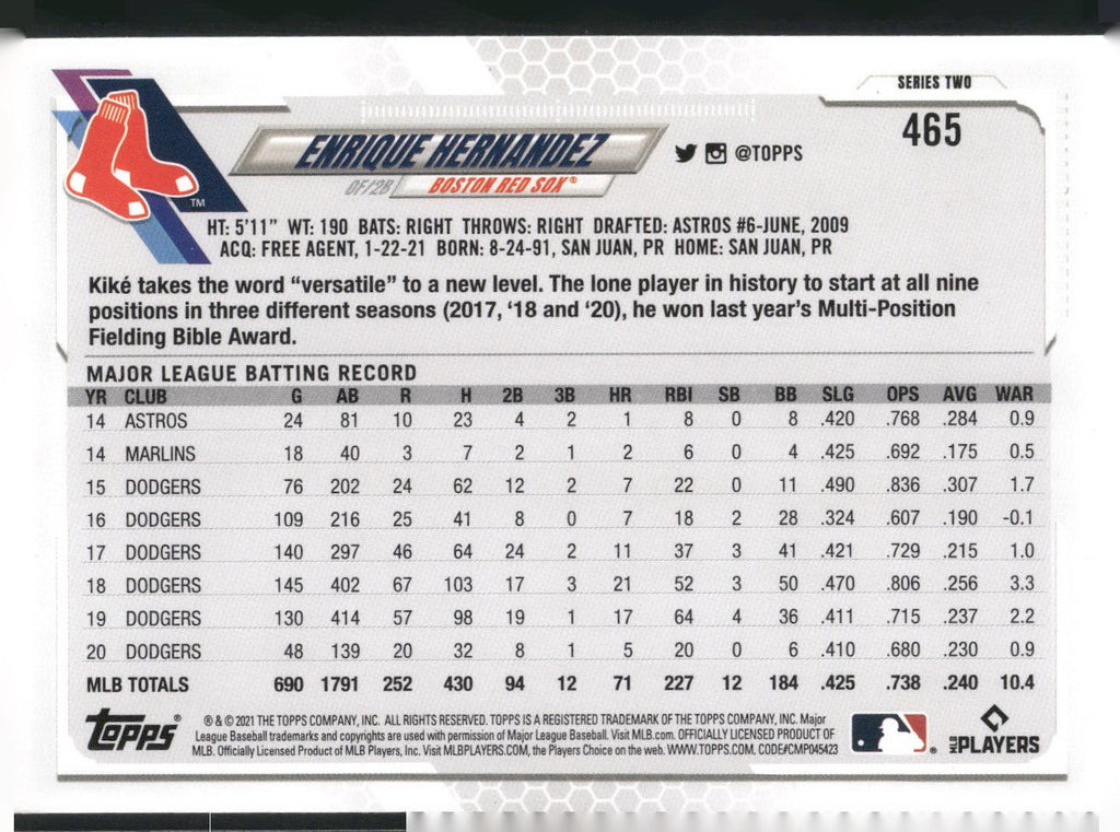 2021 Topps #465 Enrique Hernandez