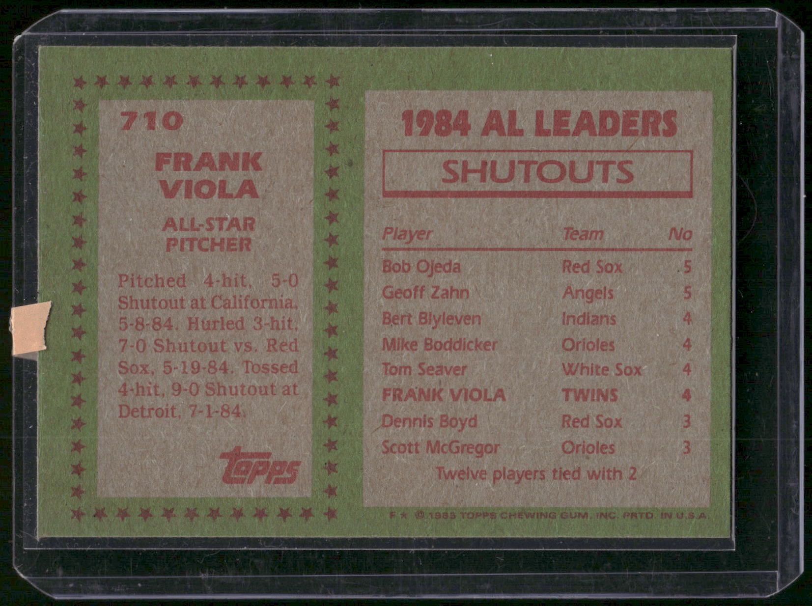 1985 Topps #710 Frank Viola