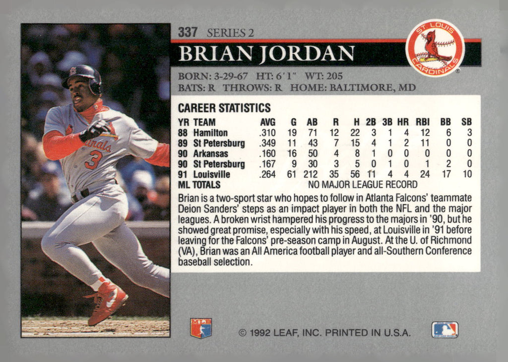 1992 Leaf #337 Brian Jordan