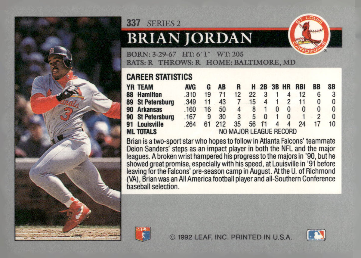 1992 Leaf #337 Brian Jordan
