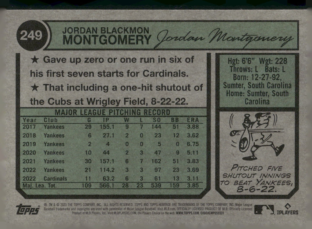 2023 Topps Heritage #249 Jordan Montgomery