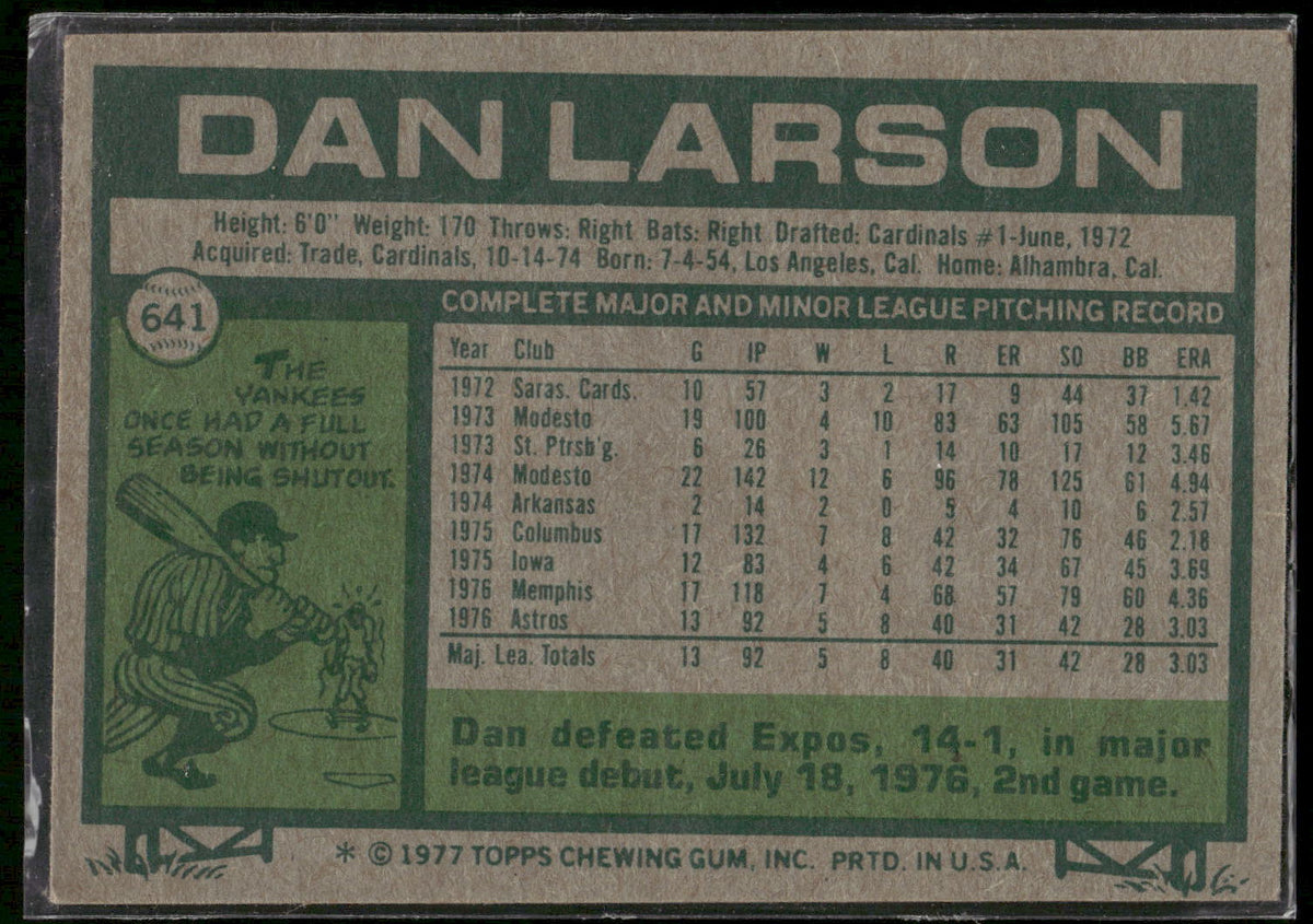 1977 Topps #641 Dan Larson