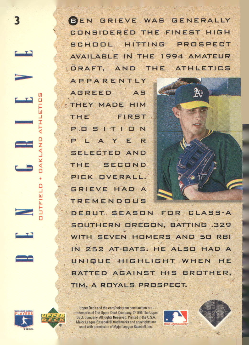 1995 Upper Deck #3 Ben Grieve