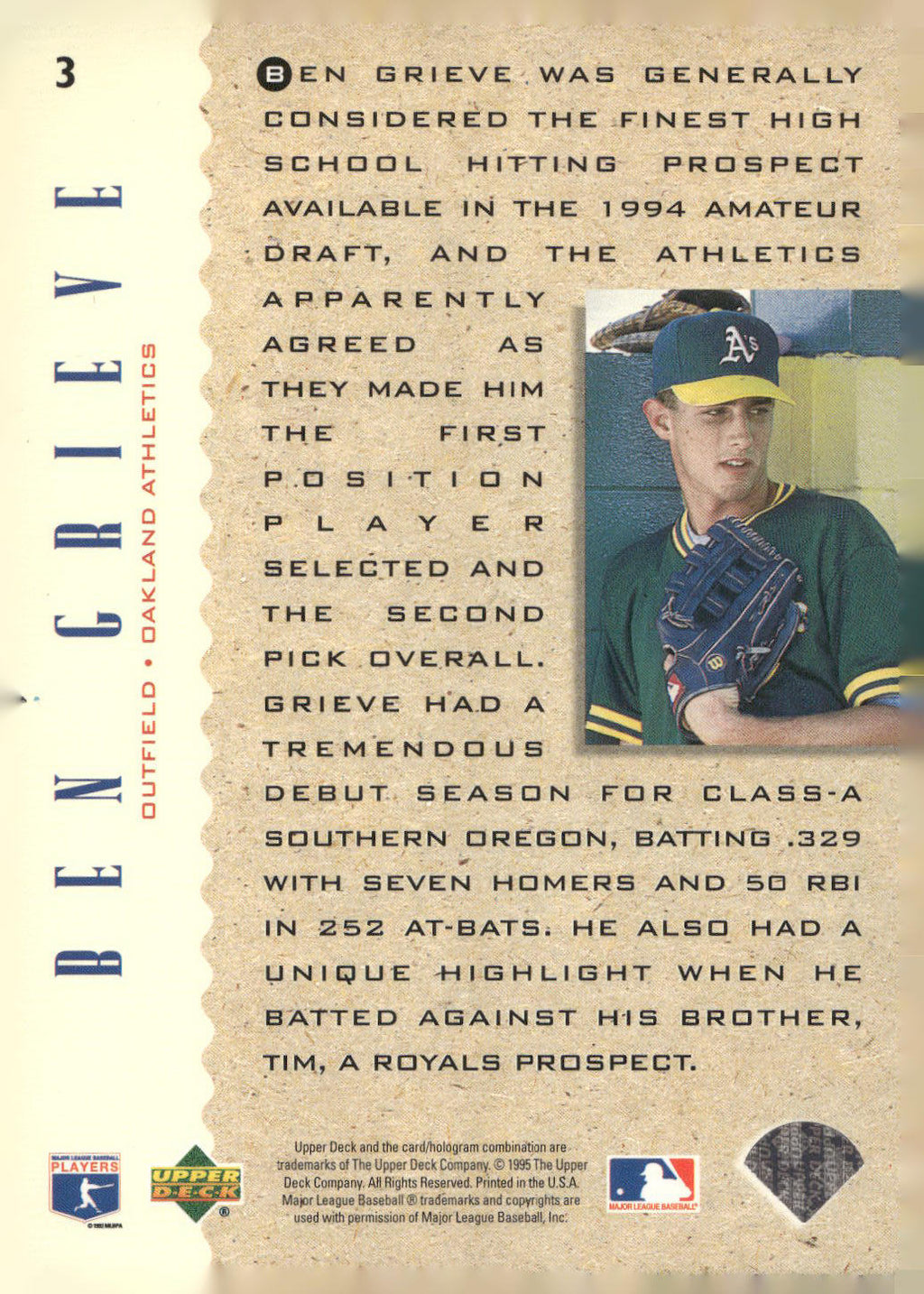 1995 Upper Deck #3 Ben Grieve
