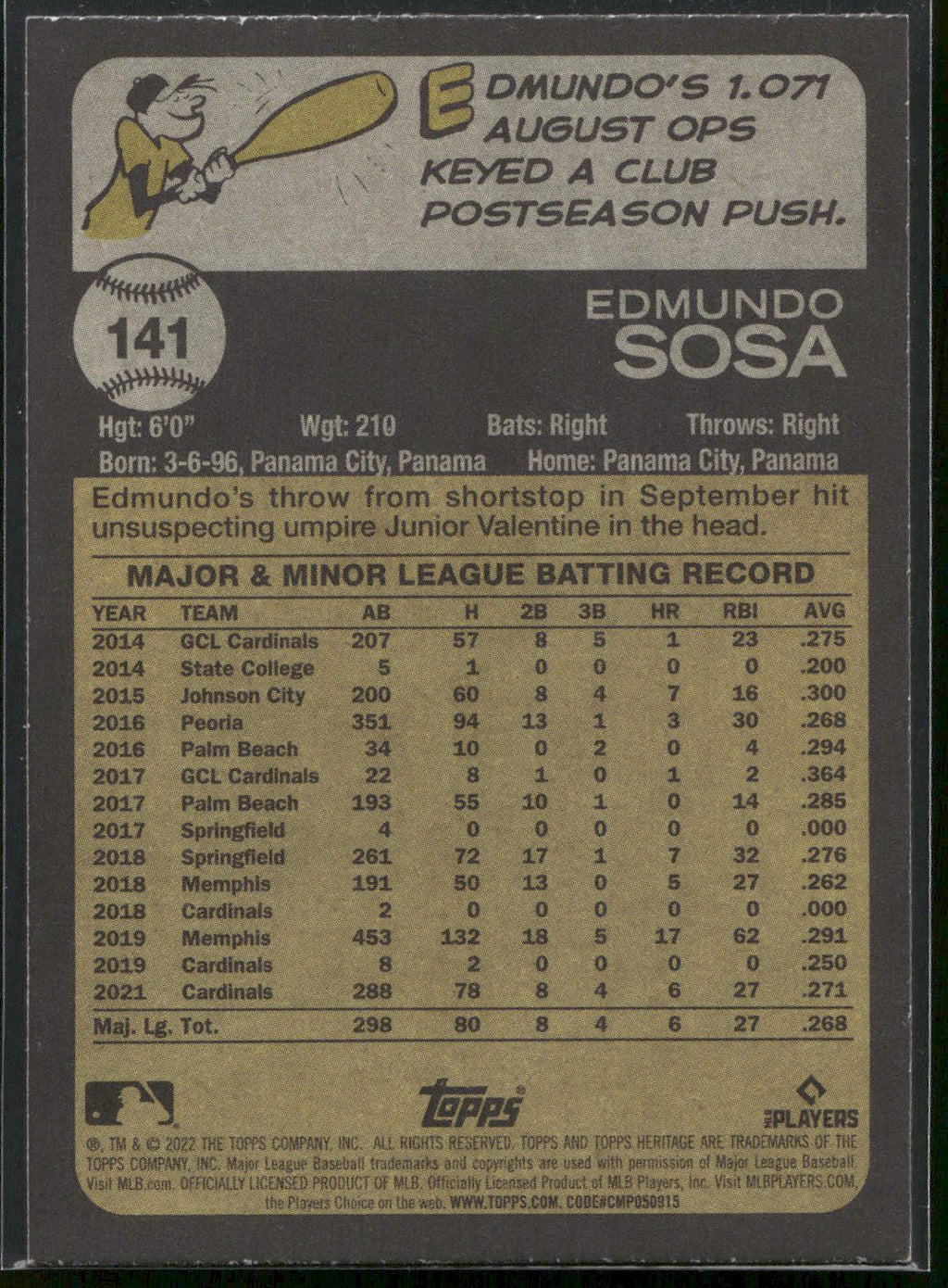 2022 Topps Heritage #141 Edmundo Sosa