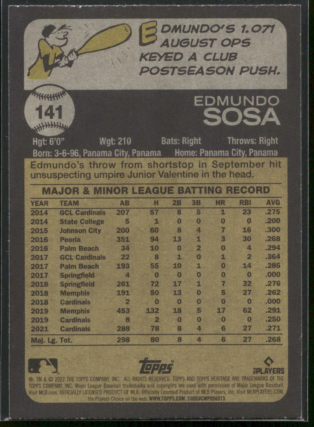2022 Topps Heritage #141 Edmundo Sosa