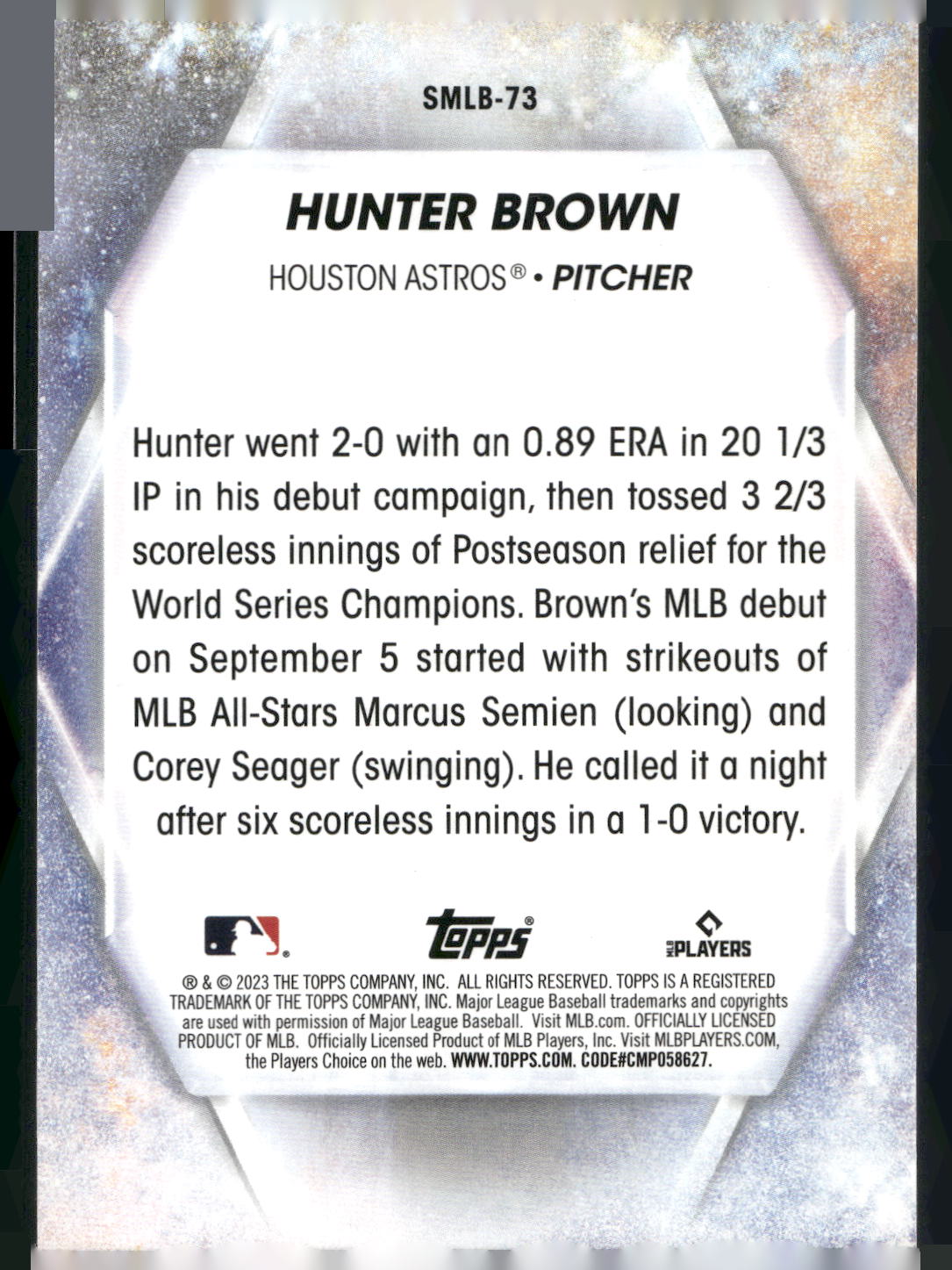 2023 Topps Update #SMLB-73 Hunter Brown Stars of MLB