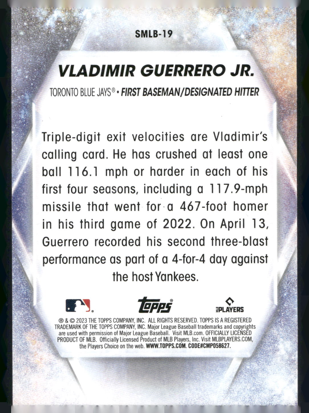2023 Topps #SMLB-19 Vladimir Guerrero Jr. Stars of MLB