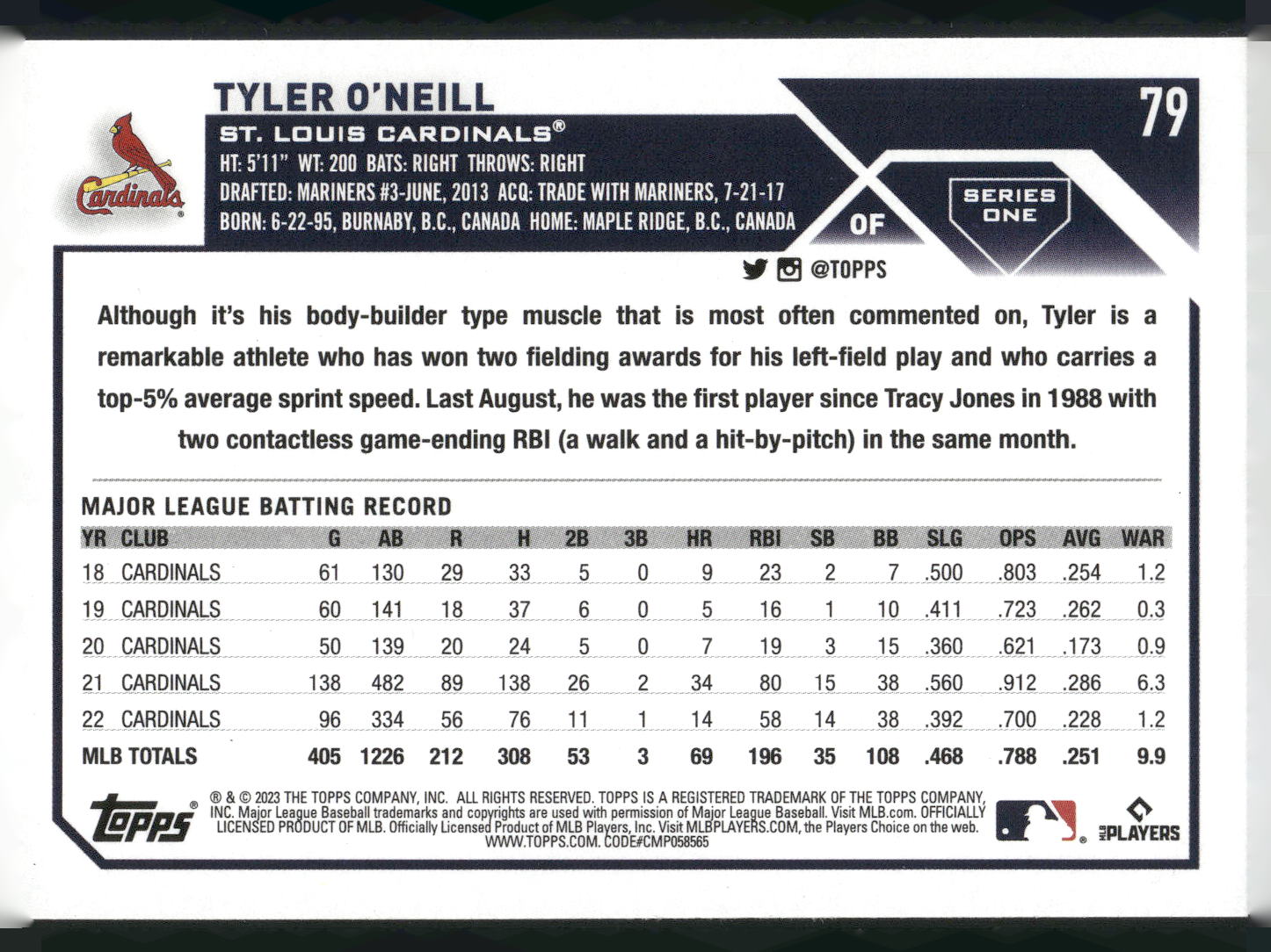 2023 Topps #79 Tyler O'Neill