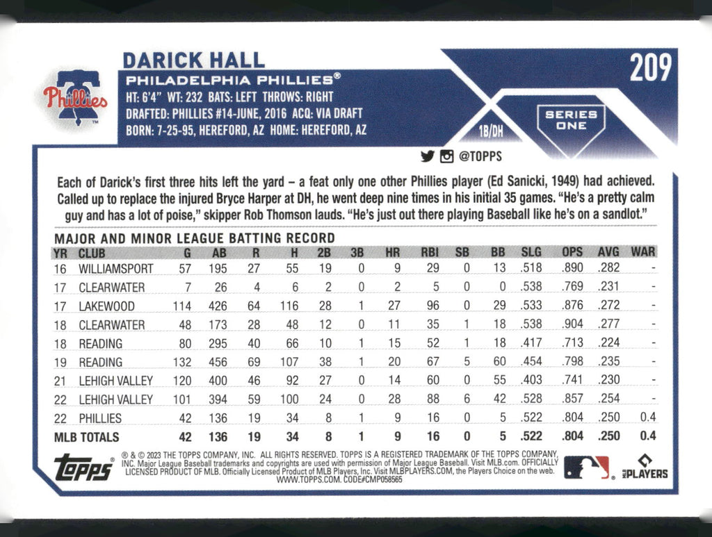 2023 Topps #209 Darick Hall